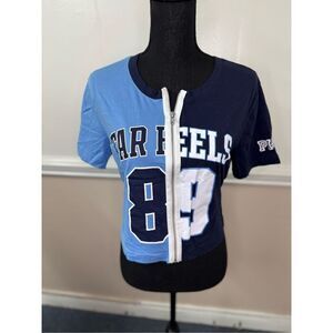 PINK Victoria’s Secret Tar Heels Zip Front Short Sleeve Tee Size X-Small